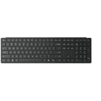 Black Lenovo wireless keyboard with Danish layout, slim design, and Bluetooth connectivity.