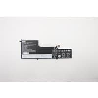 Black Lenovo 5B10W65297 laptop battery with white text and symbols, rectangular shape with connector wires.
