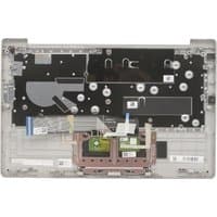Lenovo laptop spare part with silver cover and integrated keyboard, featuring internal circuitry and connectors.