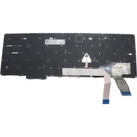 Black Lenovo 5N21K05100 laptop keyboard spare part with ribbon cable and white labels on the back.