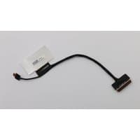 Black Lenovo LCD cable with connector and white label tag on one end.