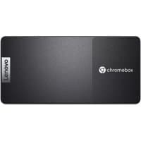 Black Lenovo Chromebox Micro PC with textured finish, Lenovo and Chromebox logos on top surface.