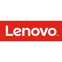 Red Lenovo logo with white text on a rectangular background.