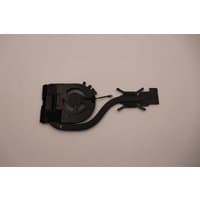 Black Lenovo laptop heatsink assembly with curved heat pipe and fan housing.