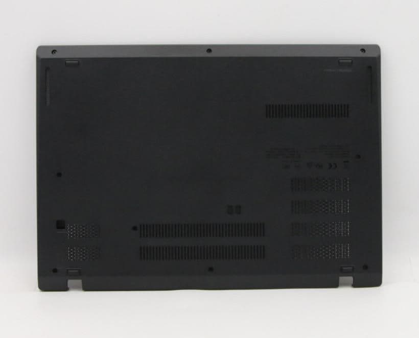 Black plastic laptop cover with ventilation grilles, various ports, and screws visible, designed for Lenovo Odin1.0 MD FRU D Cover.