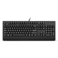 Black Lenovo USB keyboard with full-size layout, numeric keypad, and Polish key markings.
