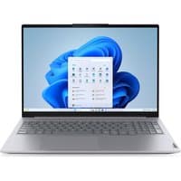 Grey Lenovo ThinkBook 16 G9 laptop with slim bezels, 16-inch display, and Windows 11 interface visible on screen.