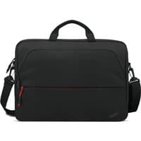 Black Lenovo ThinkPad 16-inch topload bag with red zipper accents, dual handles, and adjustable shoulder strap.