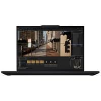 Lenovo ThinkPad P16s Gen 4 laptop, black, with widescreen display showing cityscape editing software.