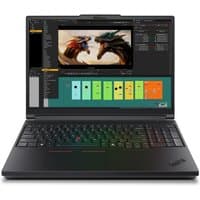 Black Lenovo ThinkPad T16g Gen 3 laptop with Intel Core Ultra 7, featuring a large display and backlit keyboard.