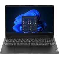 Black Lenovo V15 G5 laptop, 15.6-inch screen, Windows 11 interface, Intel Core i5, 16GB RAM, 512GB SSD.