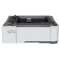 White Lexmark paper tray with black accents, holds 650 sheets, rectangular design with control panel on the side.