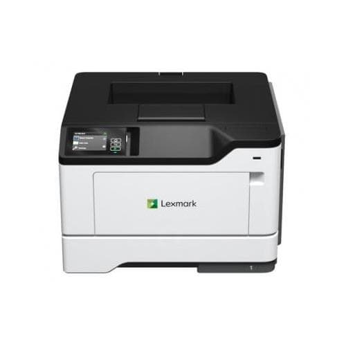 Lexmark MS531dw A4 wireless mono laser printer in white and black, featuring a control panel with a display, and a sleek, compact design suitable for office use.