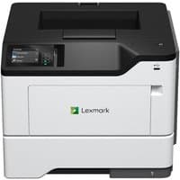 Lexmark MS631dw printer, white with black top, Wi-Fi indicator, and control panel on the left.