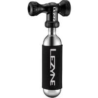 Black and silver Lezyne Control Drive CO2 pump with ergonomic grip and threaded nozzle.