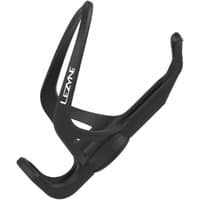 Black Lezyne Matrix AirTag bottle cage with sleek design, integrated AirTag holder, and white logo on side.