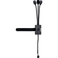 Black Lian Li PW-U2HB internal USB cable with three connectors and a compact hub, featuring a sleek, minimalist design.