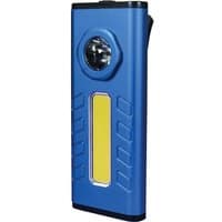 Blue Lighthouse Elite Mini LED Pocket Clip Lamp with hexagonal lens and vertical yellow light strip.