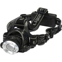 Black Lighthouse Elite rechargeable LED head torch with adjustable strap and large front light.