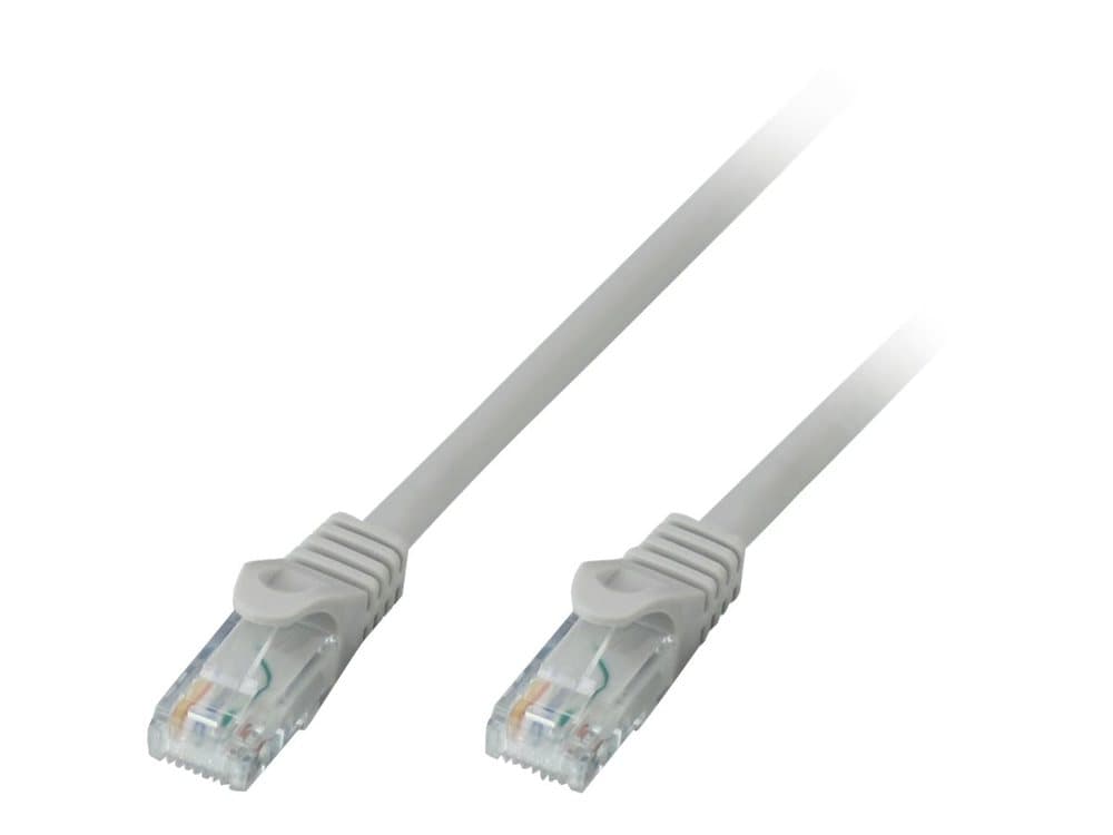 Grey LINDY 48001 RJ45 Network Cable CAT 6 U/UTP, 0.50 meters long, featuring transparent connectors with gold-plated pins for optimal connectivity.