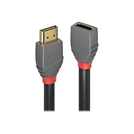 LINDY 36477 HDMI cable extension in anthracite black with red accents, 2m length, designed for 4K UHD, featuring gold-plated connectors for optimal signal quality.