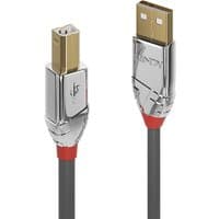 Lindy 3m USB 2.0 Type A to B cable, silver connectors, red accents, black cable, Cromo Line design.