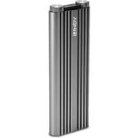 Sleek black Lindy USB 3.2 Gen 2 x2 NVMe M.2 SSD enclosure with ribbed design and logo on the side.