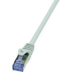 Grey 0.25m Cat.6A S/FTP networking cable with a transparent plastic RJ45 connector, designed for high-speed 10G data transmission.