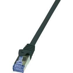 Black 10m Cat.6A S/FTP networking cable with a sturdy design and a transparent connector, ideal for high-speed data transfer.
