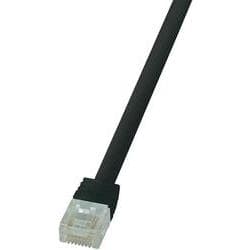 Black 10m Cat6 U/UTP RJ45 networking cable with a transparent connector, designed for high-speed data transmission.