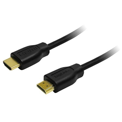 Black 2m HDMI cable with gold-plated connectors, featuring standard HDMI Type A ends for high-definition audio and video transmission.