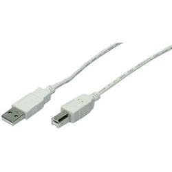 Grey 5m USB 2.0 cable featuring a standard USB-A connector on one end and a Mini-USB B connector on the other, with a flexible plastic sheath.
