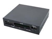 Black LogiLink CR0012 USB 2.0 internal card reader featuring multiple slots for various card types and a USB port, with a sleek, compact design.