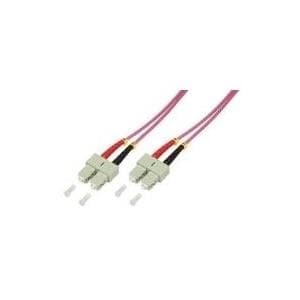 Violet LogiLink FP4SC20 InfiniBand/fibre optic cable, 20 meters long, featuring SC connectors with two fiber strands, designed for high-speed data transmission.