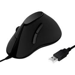 Ergonomic black USB optical mouse with five buttons and a 1000 DPI sensor, featuring a sleek design and a USB connector for easy connectivity.