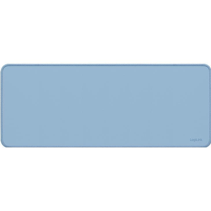 Blue gaming mouse pad by LogiLink, featuring a smooth surface and stitched edges for durability, designed for enhanced gaming performance.