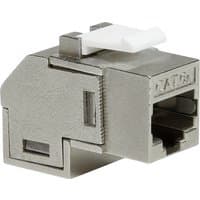 Metallic LogiLink NK4025 keystone module with CAT6 label, white clip, and rectangular port.