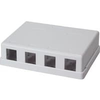 White LogiLink NK4034 RJ-45 socket safety cover with four rectangular ports and smooth surface.