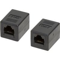 Black LogiLink RJ-45 cable gender changer with rectangular shape and Ethernet ports on both ends.