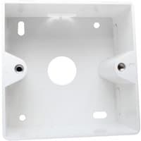 White LogiLink NP0221 mounting kit, square shape with multiple screw holes and central circular opening.