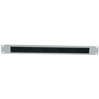 LogiLink ORCEB1G rack accessory, silver metal panel with black cable management brush strip, rectangular shape.