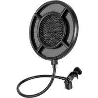 Black LogiLink Thronmax P1 pop filter with circular mesh screen and adjustable gooseneck clamp.