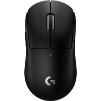 Black Logitech G PRO X SUPERLIGHT 2c wireless gaming mouse, ambidextrous design, sleek with central scroll wheel.