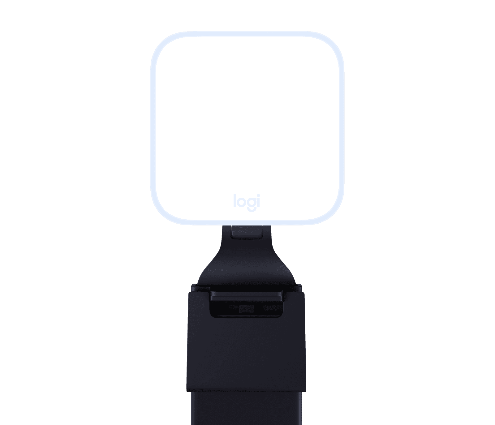 Square premium streaming light in graphite with a sleek design, adjustable arm, and soft white glow, ideal for enhancing video quality.