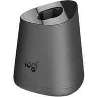 Black Logitech MX pen holder with a sleek, tapered design and glossy top edge.