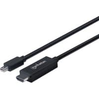 Black Manhattan Mini DisplayPort to HDMI cable, 1.8m, with sleek connectors and branding on the HDMI end.
