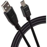 Black Maplin USB-A to Mini USB-B cable, 5m length, with standard connectors and durable outer casing.
