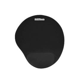 Black MediaRange MROS250 mouse pad featuring a smooth surface and a contoured wrist rest for ergonomic support.