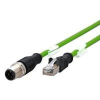 Black METZ CONNECT 2m Cat5 networking cable with metal connectors and green accents.