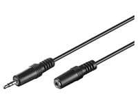Black 3-meter audio cable featuring a 3.5mm male connector on one end and a 3.5mm female connector on the other, designed for audio connections.